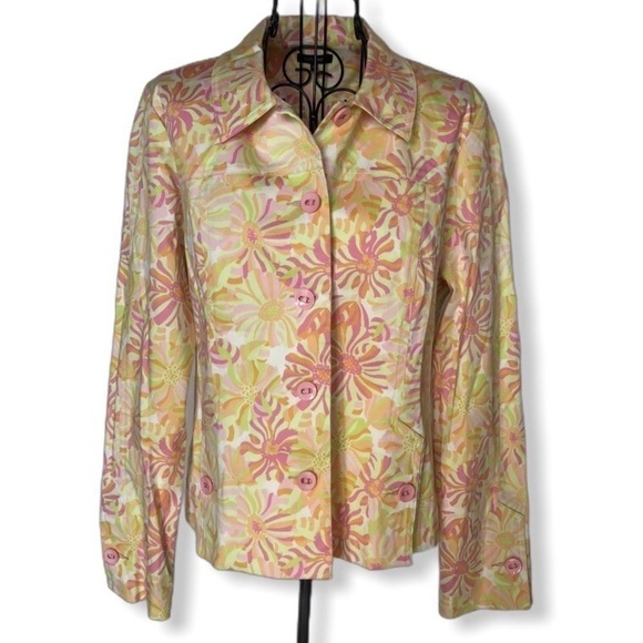 Jackets & Blazers - 600West Button-up Cotton Blend Floral Jacket Size 8
